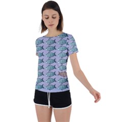 Fishes Pattern Background Theme Back Circle Cutout Sports T-shirt by Pakjumat