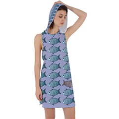 Fishes Pattern Background Theme Racer Back Hoodie Dress by Pakjumat