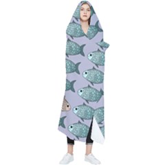 Fishes Pattern Background Theme Wearable Blanket by Pakjumat