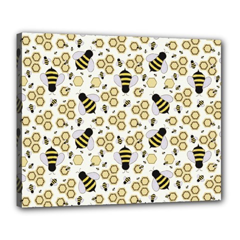 Bee Honeycomb Honeybee Insect Canvas 20  X 16  (stretched) by Pakjumat