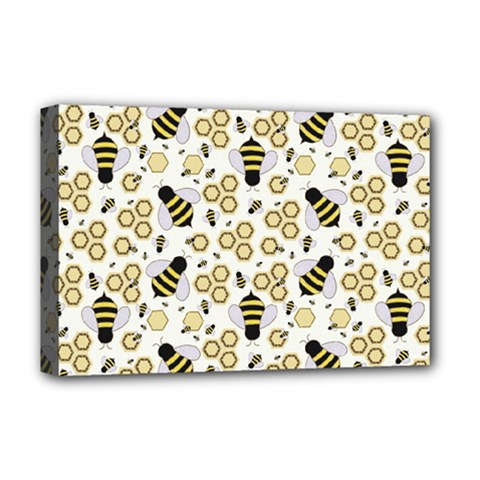 Bee Honeycomb Honeybee Insect Deluxe Canvas 18  X 12  (stretched) by Pakjumat