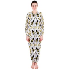 Bee Honeycomb Honeybee Insect Onepiece Jumpsuit (ladies) by Pakjumat