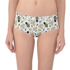 Bee Honeycomb Honeybee Insect Mid-waist Bikini Bottoms by Pakjumat