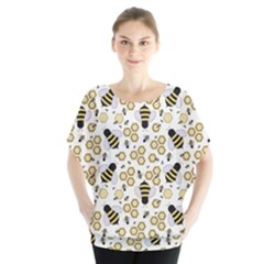 Bee Honeycomb Honeybee Insect Batwing Chiffon Blouse