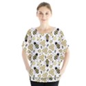 Bee Honeycomb Honeybee Insect Batwing Chiffon Blouse View1