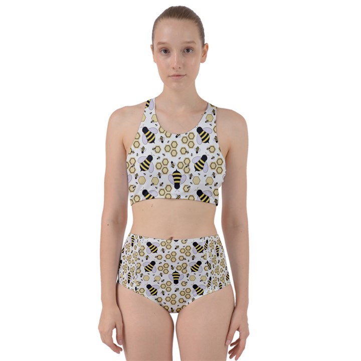 Bee Honeycomb Honeybee Insect Racer Back Bikini Set