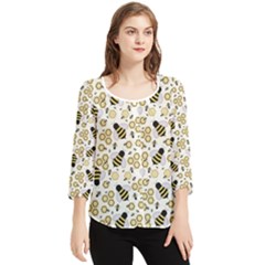 Bee Honeycomb Honeybee Insect Chiffon Quarter Sleeve Blouse by Pakjumat