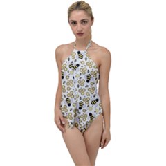 Bee Honeycomb Honeybee Insect Go With The Flow One Piece Swimsuit by Pakjumat