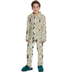 Bee Honeycomb Honeybee Insect Kids  Long Sleeve Velvet Pajamas Set by Pakjumat