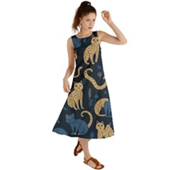 Cat Pattern Animal Summer Maxi Dress by Pakjumat