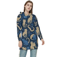 Cat Pattern Animal Women s Long Oversized Pullover Hoodie