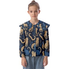 Cat Pattern Animal Kids  Peter Pan Collar Blouse by Pakjumat