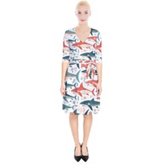 Fish Shark Animal Pattern Wrap Up Cocktail Dress by Pakjumat