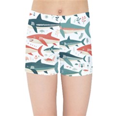 Fish Shark Animal Pattern Kids  Sports Shorts by Pakjumat