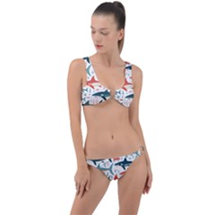 Fish Shark Animal Pattern Ring Detail Crop Bikini Set by Pakjumat