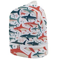 Fish Shark Animal Pattern Zip Bottom Backpack by Pakjumat