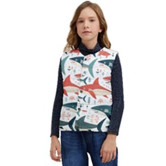 Fish Shark Animal Pattern Kid s Button Up Puffer Vest	