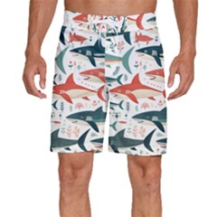 Fish Shark Animal Pattern Men s Beach Shorts by Pakjumat