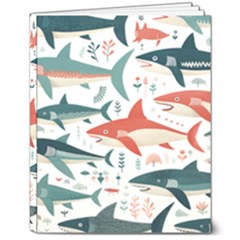 Fish Shark Animal Pattern 8  X 10  Hardcover Notebook by Pakjumat