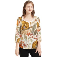 Fur Big Cat Spots Zoo Fast Hunter Chiffon Quarter Sleeve Blouse by Pakjumat