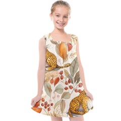 Fur Big Cat Spots Zoo Fast Hunter Kids  Cross Back Dress by Pakjumat