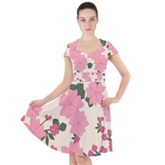 Floral Vintage Flowers Cap Sleeve Midi Dress by Dutashop