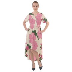 Floral Vintage Flowers Front Wrap High Low Dress