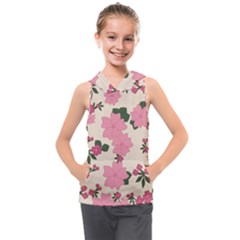 Floral Vintage Flowers Kids  Sleeveless Hoodie