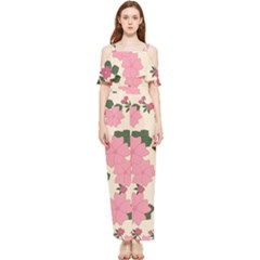 Floral Vintage Flowers Draped Sleeveless Chiffon Jumpsuit