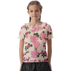 Floral Vintage Flowers Kids  Frill Chiffon Blouse