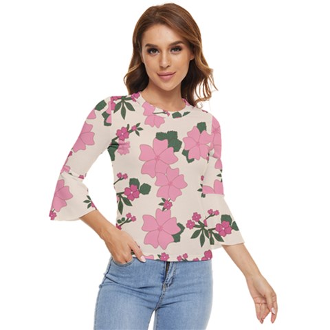 Floral Vintage Flowers Bell Sleeve Top by Dutashop