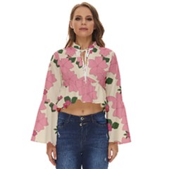 Floral Vintage Flowers Boho Long Bell Sleeve Top