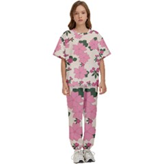 Floral Vintage Flowers Kids  T-shirt And Pants Sports Set