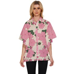 Floral Vintage Flowers Women s Batwing Button Up Shirt