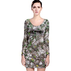 Climbing Plant At Outdoor Wall Long Sleeve Velvet Bodycon Dress