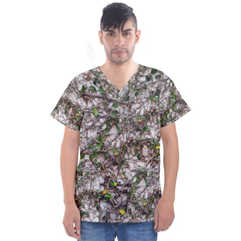 Climbing Plant At Outdoor Wall Men s V-neck Scrub Top by dflcprintsclothing