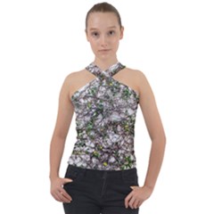 Climbing Plant At Outdoor Wall Cross Neck Velour Top by dflcprintsclothing