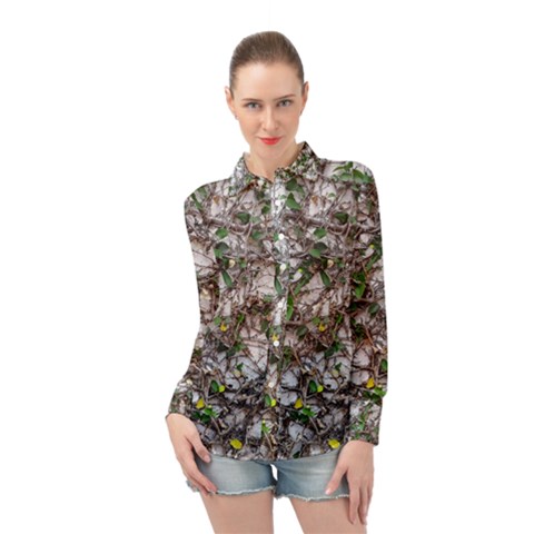 Climbing Plant At Outdoor Wall Long Sleeve Chiffon Shirt by dflcprintsclothing