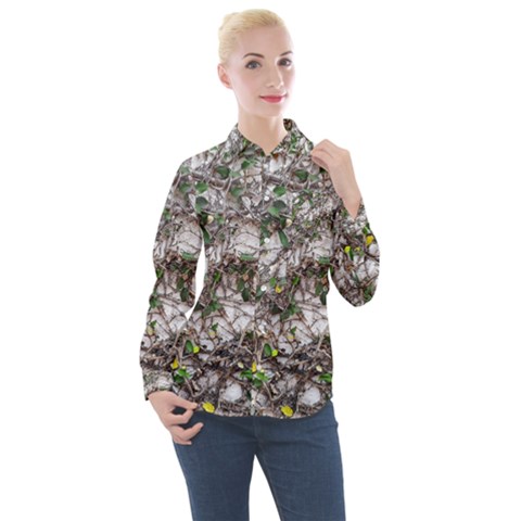 Climbing Plant At Outdoor Wall Women s Long Sleeve Pocket Shirt by dflcprintsclothing