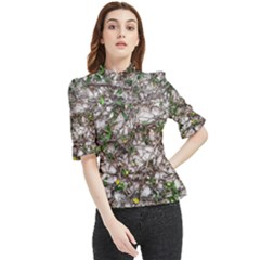 Climbing Plant At Outdoor Wall Frill Neck Blouse