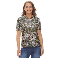 Climbing Plant At Outdoor Wall Women s Short Sleeve Double Pocket Shirt