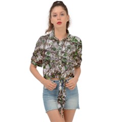 Climbing Plant At Outdoor Wall Tie Front Shirt  by dflcprintsclothing