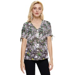 Climbing Plant At Outdoor Wall Bow Sleeve Button Up Top by dflcprintsclothing