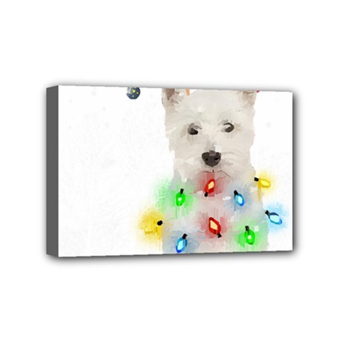 West Highland White Terrier Dog Snow T- Shirt West Highland White Terrier Dog Snow Reindeer Santa Ha Mini Canvas 6  X 4  (stretched) by ZUXUMI