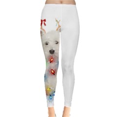 West Highland White Terrier Dog Snow T- Shirt West Highland White Terrier Dog Snow Reindeer Santa Ha Everyday Leggings  by ZUXUMI