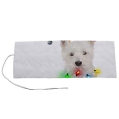 West Highland White Terrier Dog Snow T- Shirt West Highland White Terrier Dog Snow Reindeer Santa Ha Roll Up Canvas Pencil Holder (s) by ZUXUMI