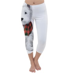 West Highland White Terrier T- Shirt Cute West Highland White Terrier Drawing T- Shirt Capri Winter Leggings  by ZUXUMI