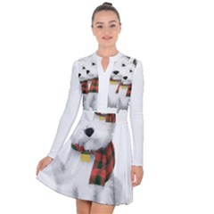 West Highland White Terrier T- Shirt Cute West Highland White Terrier Drawing T- Shirt Long Sleeve Panel Dress by ZUXUMI