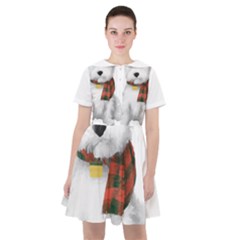 West Highland White Terrier T- Shirt Cute West Highland White Terrier Drawing T- Shirt Sailor Dress by ZUXUMI