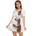 West Highland White Terrier T- Shirt Cute West Highland White Terrier Drawing T- Shirt Tiered Short Sleeve Babydoll Dress View1